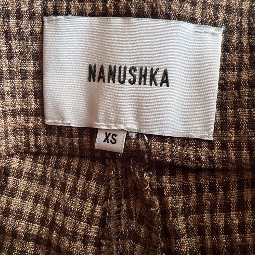 Nanushka High Waisted Check Crop Paperbag Pants - Picture 7 of 9